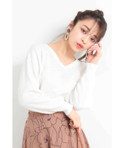 ＊＊N.Natural Beauty Basic / エヌ ナチュラルビューティーベーシック ニット・セーター | コットンアサVネックニット（オフ）