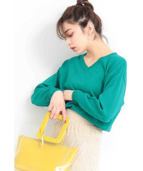 ＊＊N.Natural Beauty Basic / エヌ ナチュラルビューティーベーシック ニット・セーター | コットンアサVネックニット（グリーン）