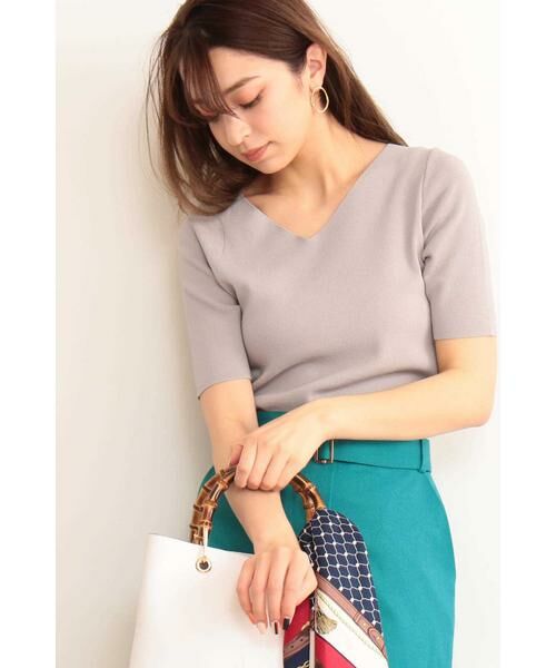 ＊＊N.Natural Beauty Basic / エヌ ナチュラルビューティーベーシック ニット・セーター | 総針コンパクトVネックニット（ベージュ）