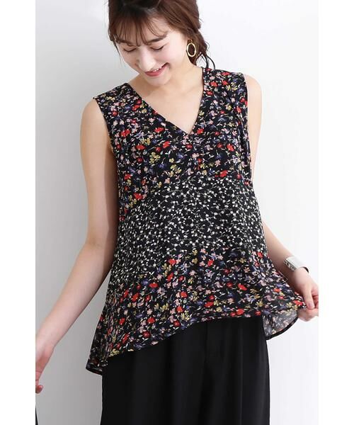 ＊＊N.Natural Beauty Basic / エヌ ナチュラルビューティーベーシック シャツ・ブラウス | パッチワークフラワーフレアブラウス（ブラックパッチワーク1）