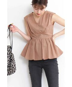 ぺプラムノースリーブブラウス