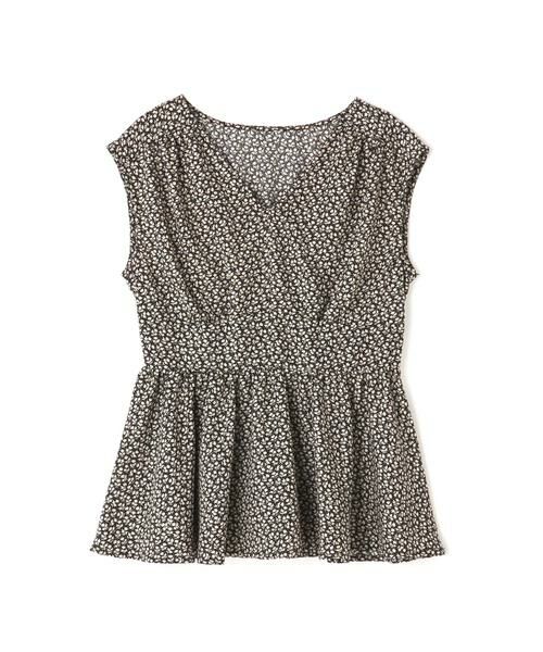 ＊＊N.Natural Beauty Basic / エヌ ナチュラルビューティーベーシック シャツ・ブラウス | ぺプラムノースリーブブラウス（ブラックフラワー2）