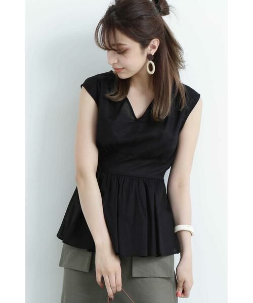 ＊＊N.Natural Beauty Basic / エヌ ナチュラルビューティーベーシック シャツ・ブラウス | ぺプラムノースリーブブラウス（ブラック）