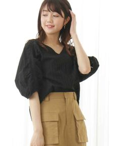 カラミストライプブラウス