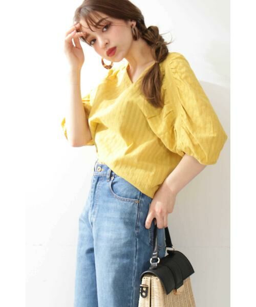 ＊＊N.Natural Beauty Basic / エヌ ナチュラルビューティーベーシック シャツ・ブラウス | カラミストライプブラウス（イエロー）