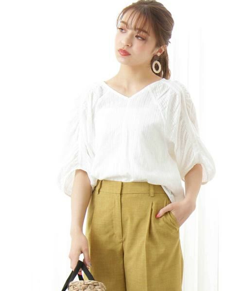 ＊＊N.Natural Beauty Basic / エヌ ナチュラルビューティーベーシック シャツ・ブラウス | カラミストライプブラウス（オフ）