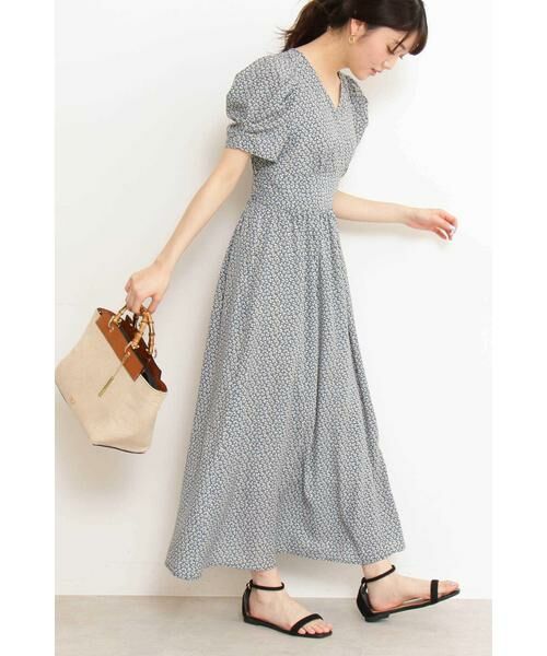 ＊＊N.Natural Beauty Basic / エヌ ナチュラルビューティーベーシック ワンピース | パワーショルダーマキシワンピース（ブルー1）