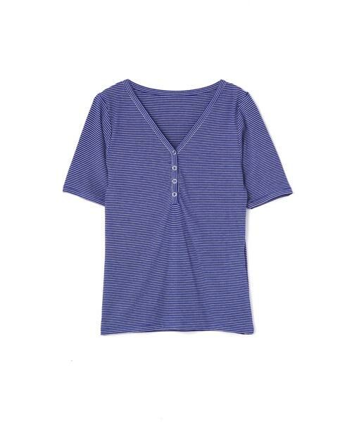 ＊＊N.Natural Beauty Basic / エヌ ナチュラルビューティーベーシック カットソー | テレコボーダーヘンリーネックTシャツ | 詳細1