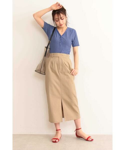＊＊N.Natural Beauty Basic / エヌ ナチュラルビューティーベーシック カットソー | テレコボーダーヘンリーネックTシャツ | 詳細2
