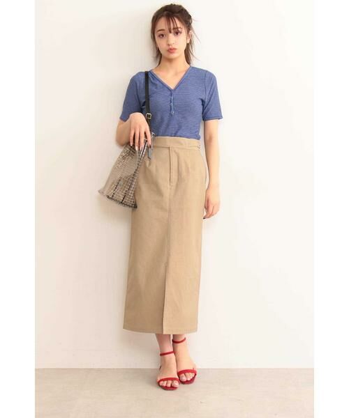 ＊＊N.Natural Beauty Basic / エヌ ナチュラルビューティーベーシック カットソー | テレコボーダーヘンリーネックTシャツ | 詳細4