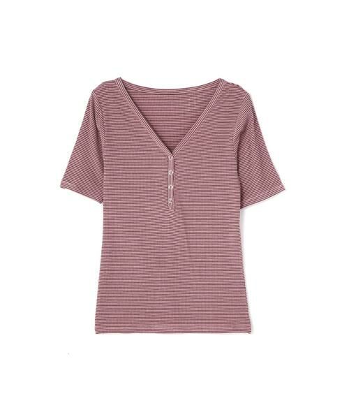 ＊＊N.Natural Beauty Basic / エヌ ナチュラルビューティーベーシック カットソー | テレコボーダーヘンリーネックTシャツ | 詳細6