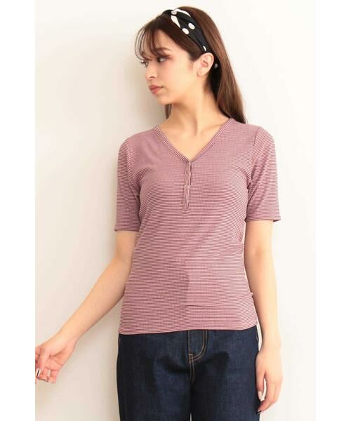 ＊＊N.Natural Beauty Basic / エヌ ナチュラルビューティーベーシック カットソー | テレコボーダーヘンリーネックTシャツ | 詳細10