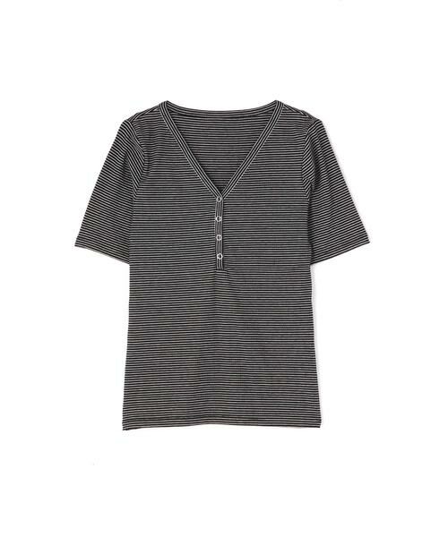 ＊＊N.Natural Beauty Basic / エヌ ナチュラルビューティーベーシック カットソー | テレコボーダーヘンリーネックTシャツ | 詳細13
