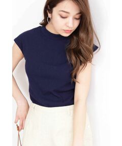 ハイネックリブカットソー