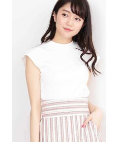 ハイネックリブカットソー