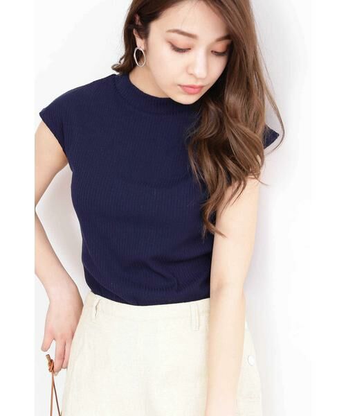 ＊＊N.Natural Beauty Basic / エヌ ナチュラルビューティーベーシック カットソー | ハイネックリブカットソー（ネイビー）