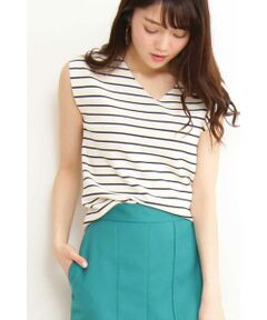 総針ノースリーブVネックニット