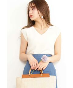 総針ノースリーブVネックニット