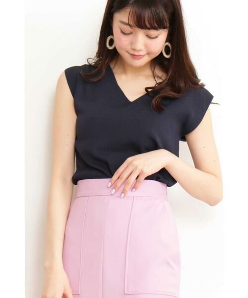 ＊＊N.Natural Beauty Basic / エヌ ナチュラルビューティーベーシック ニット・セーター | 総針ノースリーブVネックニット（ネイビー）