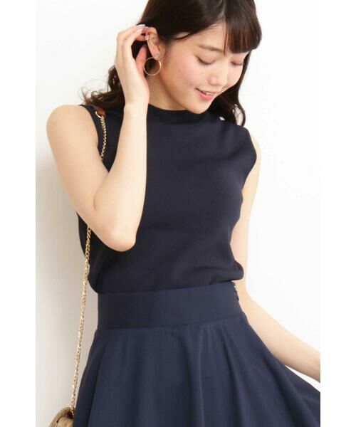 ＊＊N.Natural Beauty Basic / エヌ ナチュラルビューティーベーシック ニット・セーター | 総針ノースリーブハイネックニット（ネイビー）