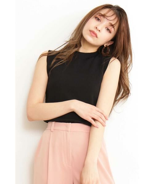 ＊＊N.Natural Beauty Basic / エヌ ナチュラルビューティーベーシック ニット・セーター | 総針ノースリーブハイネックニット（ブラック）