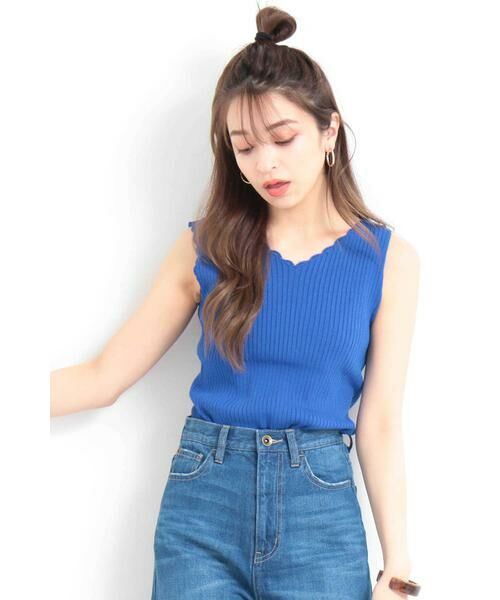 ＊＊N.Natural Beauty Basic / エヌ ナチュラルビューティーベーシック ニット・セーター | エジングノースリーブニット（ブルー）