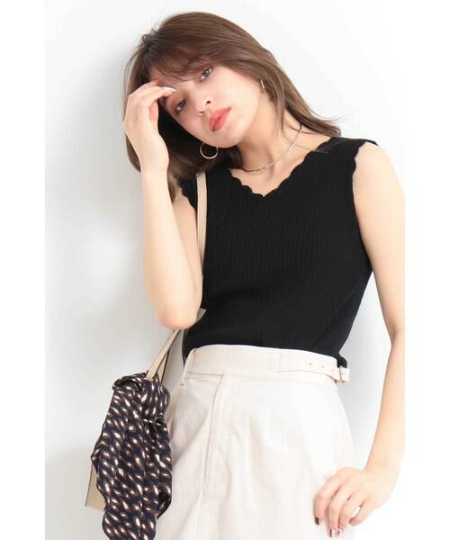 ＊＊N.Natural Beauty Basic / エヌ ナチュラルビューティーベーシック ニット・セーター | エジングノースリーブニット（ブラック）