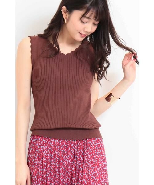 ＊＊N.Natural Beauty Basic / エヌ ナチュラルビューティーベーシック ニット・セーター | エジングノースリーブニット（ブラウン）