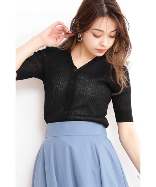 ＊＊N.Natural Beauty Basic / エヌ ナチュラルビューティーベーシック カーディガン・ボレロ | ドライタッチVネックリブニットカーディガン（ブラック）