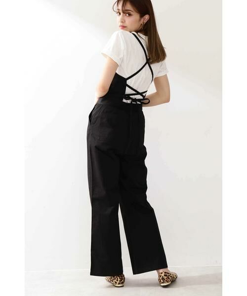 ＊＊N.Natural Beauty Basic / エヌ ナチュラルビューティーベーシック ワンピース | バックレースアップサロペット（ブラック）