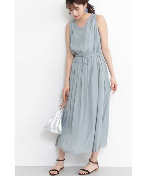 ＊＊N.Natural Beauty Basic / エヌ ナチュラルビューティーベーシック ワンピース | ドレープデシンワンピース（ライトグリーン）