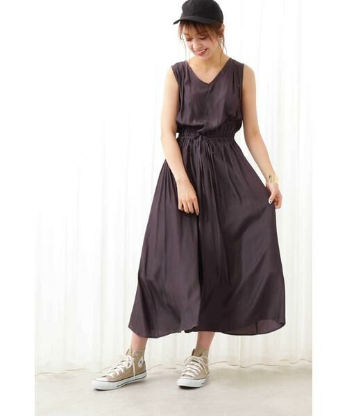 ＊＊N.Natural Beauty Basic / エヌ ナチュラルビューティーベーシック ワンピース | ドレープデシンワンピース（チャコールグレー）