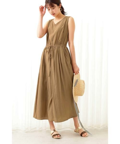 ＊＊N.Natural Beauty Basic / エヌ ナチュラルビューティーベーシック ワンピース | ドレープデシンワンピース（キャメル）