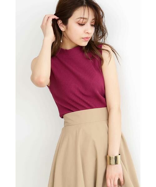 ＊＊N.Natural Beauty Basic / エヌ ナチュラルビューティーベーシック カットソー | ワイドリブノースリーブカットソー（濃ピンク）