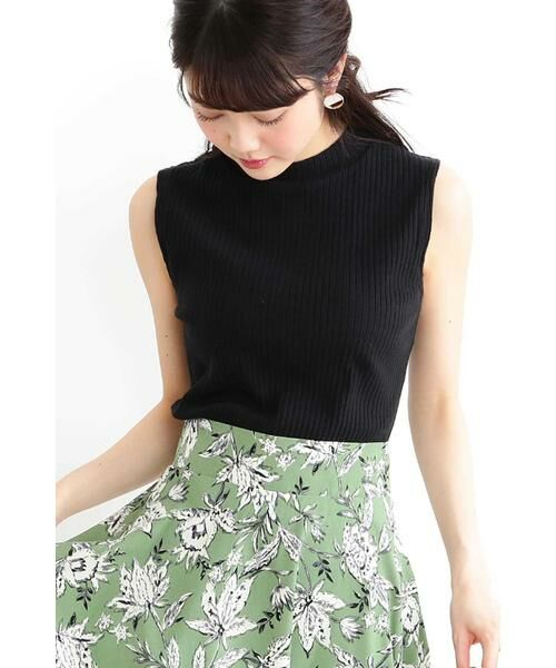 ＊＊N.Natural Beauty Basic / エヌ ナチュラルビューティーベーシック カットソー | ワイドリブノースリーブカットソー（ブラック）