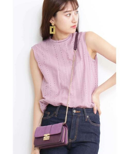 ＊＊N.Natural Beauty Basic / エヌ ナチュラルビューティーベーシック シャツ・ブラウス | コットンレースノースリーブブラウス（ダスティーピンク）