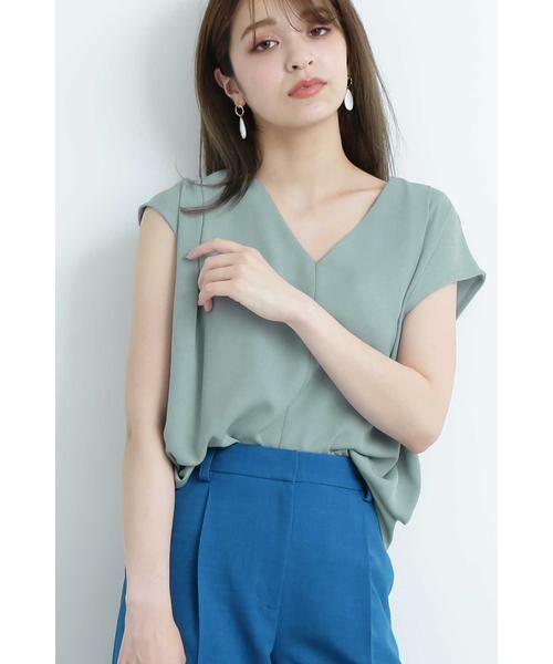 ＊＊N.Natural Beauty Basic / エヌ ナチュラルビューティーベーシック シャツ・ブラウス | タックドレープノースリーブブラウス（ブルー）