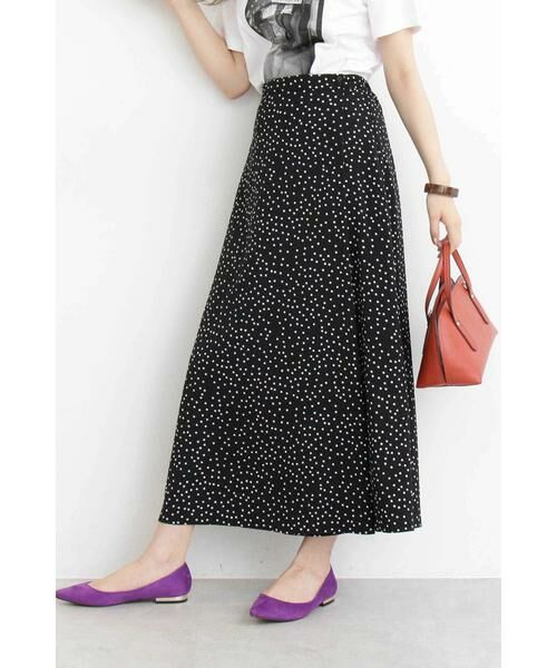 ＊＊N.Natural Beauty Basic / エヌ ナチュラルビューティーベーシック スカート | カシュクールタイトマキシスカート（クロ×シロドット1）