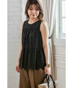 コットンレースティアードブラウス