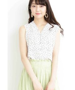 ドットノースリーブブラウス
