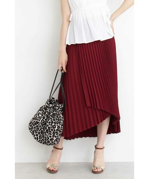 ＊＊N.Natural Beauty Basic / エヌ ナチュラルビューティーベーシック スカート | イレギュラーヘムプリーツスカート（ワイン）