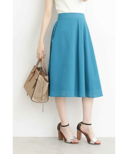 ＊＊N.Natural Beauty Basic / エヌ ナチュラルビューティーベーシック スカート | タックフレアスカート（ブルー）