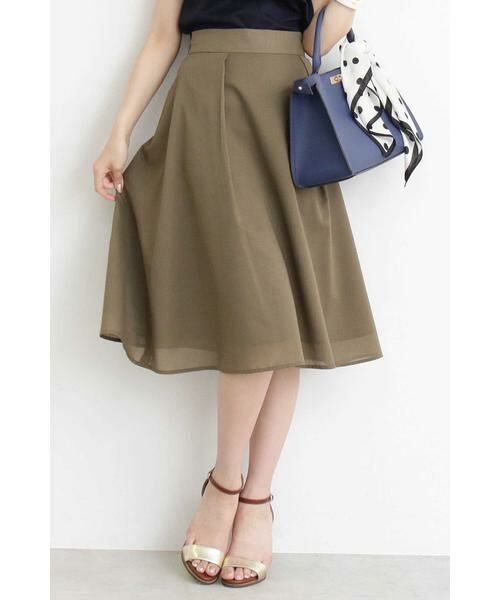 ＊＊N.Natural Beauty Basic / エヌ ナチュラルビューティーベーシック スカート | タックフレアスカート（カーキ）
