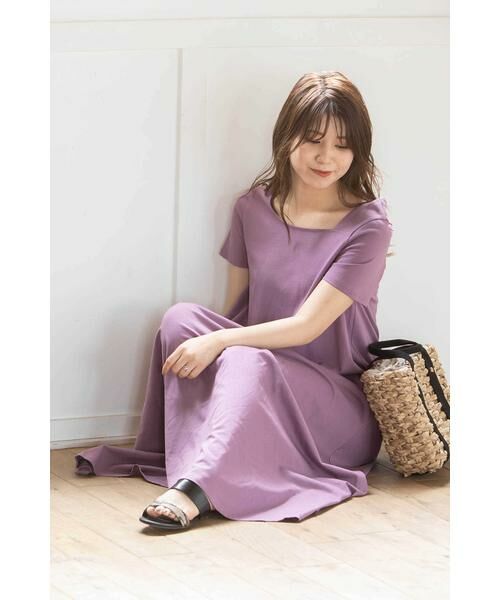 ＊＊N.Natural Beauty Basic / エヌ ナチュラルビューティーベーシック ワンピース | イレギュラーネックカットマキシワンピース（パープル）