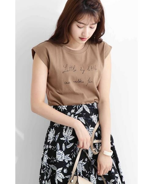 ＊＊N.Natural Beauty Basic / エヌ ナチュラルビューティーベーシック カットソー | メッセージＴシャツ（ブラウン）