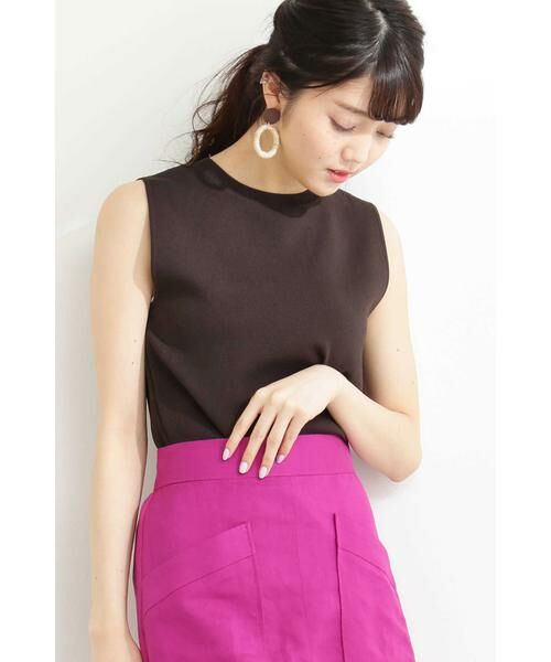 ＊＊N.Natural Beauty Basic / エヌ ナチュラルビューティーベーシック ニット・セーター | ミラノリブノースリーブニット（カーキ）