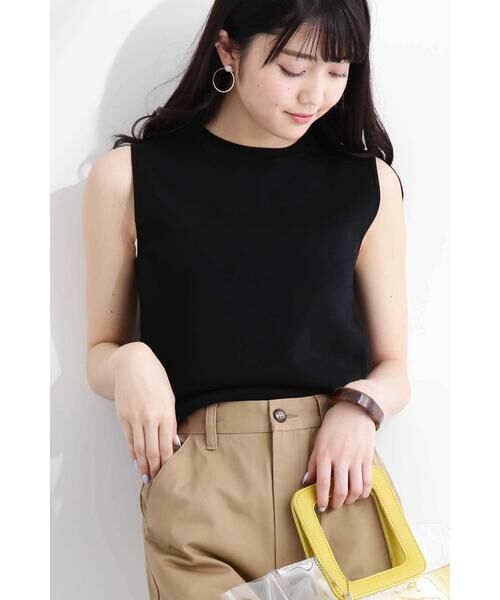 ＊＊N.Natural Beauty Basic / エヌ ナチュラルビューティーベーシック ニット・セーター | ミラノリブノースリーブニット（ブラック）