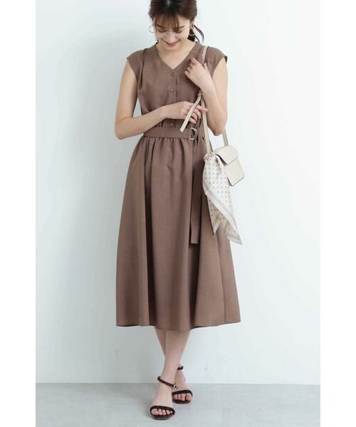 ＊＊N.Natural Beauty Basic / エヌ ナチュラルビューティーベーシック ワンピース | ドライポプリンノースリーブワンピース（ベージュ）