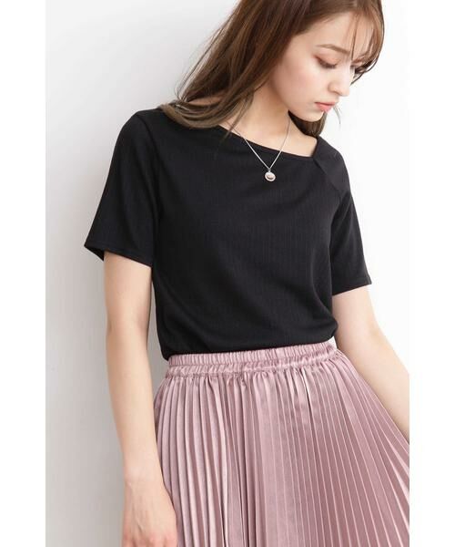 ＊＊N.Natural Beauty Basic / エヌ ナチュラルビューティーベーシック カットソー | ワンショルダーリブTシャツ（ブラック）