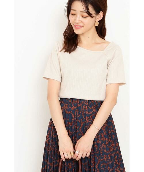 ＊＊N.Natural Beauty Basic / エヌ ナチュラルビューティーベーシック カットソー | ワンショルダーリブTシャツ（ベージュ）